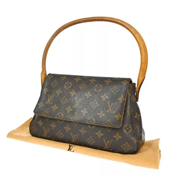 LOUIS VUITTON Mini Looping Hand Bag Monogram Leather Brown France M51147 98ED470 - Picture 1 of 15